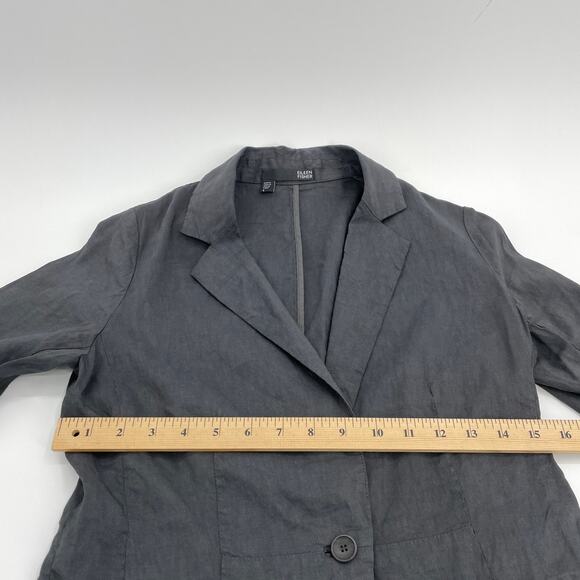 EILEEN FISHER Linen Blazer Single Button Unstructured Summer Jacket Womens 4 - Picture 5 of 7